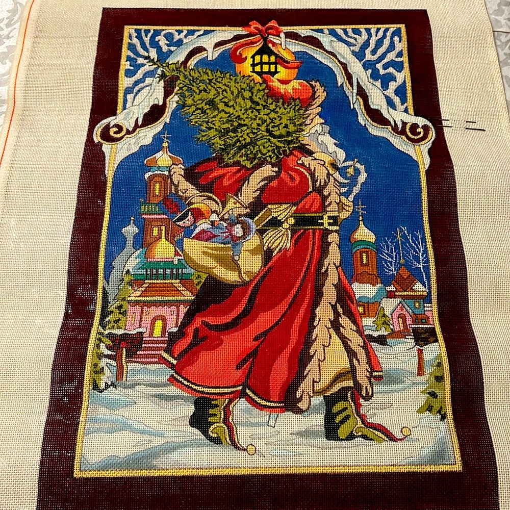 Peter Ashe original vintage handpainted large needlepoint canvas